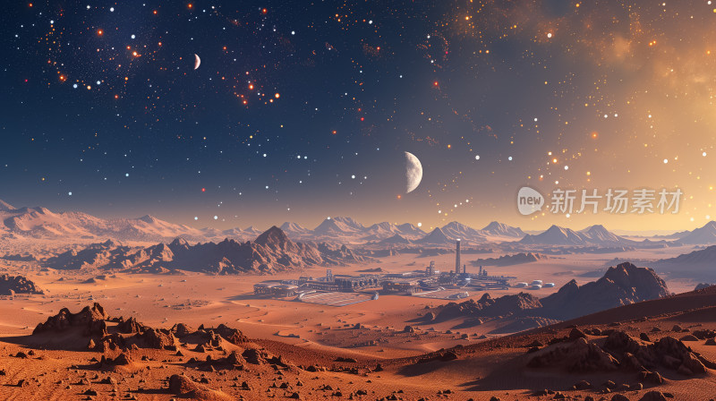 星河下的沙漠星球与未来城市