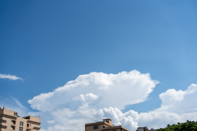 西双版纳城市建筑与蓝天白云