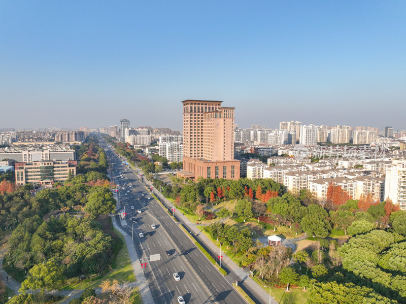 航拍江苏苏州昆山北部城市工业区风光