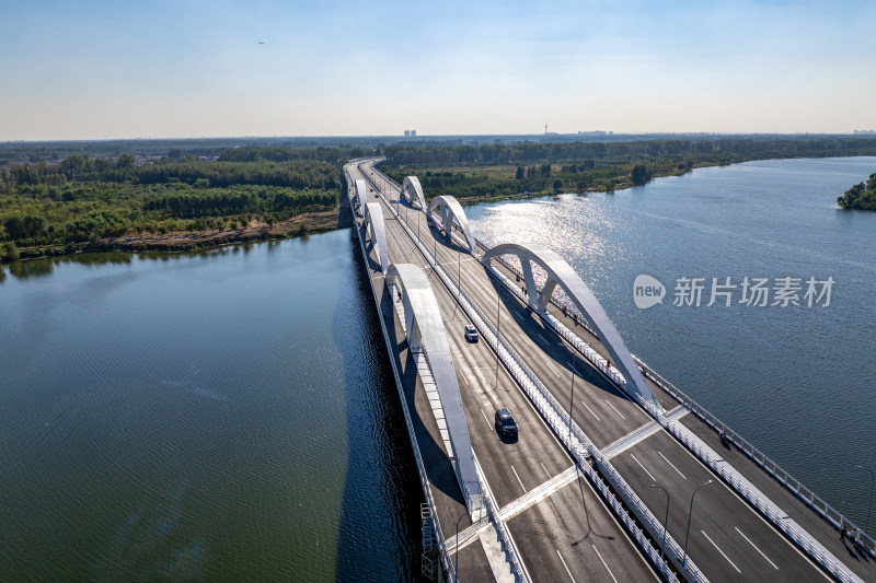 北京厂通路潮白河大桥航拍全景