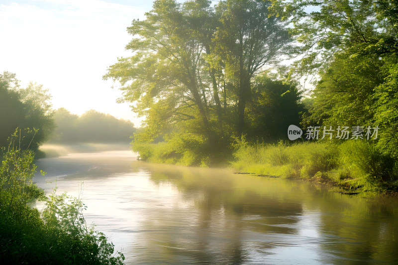 风景生态背景河流树木