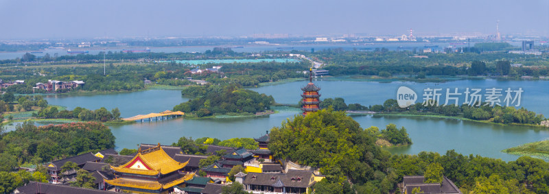 江苏镇江金山寺航拍全景大画幅风光