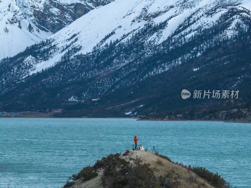 西藏昌都然乌湖来古雪山冰湖高空航拍