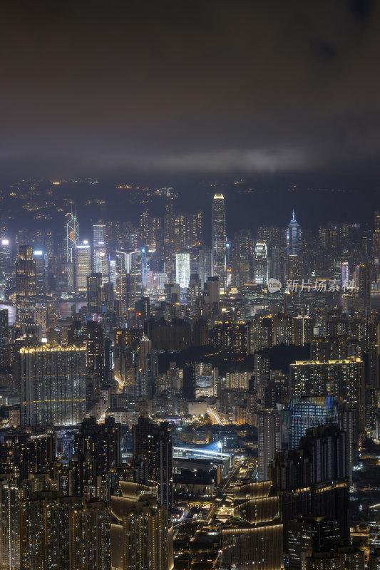 香港维多利亚港CBD中环夜景