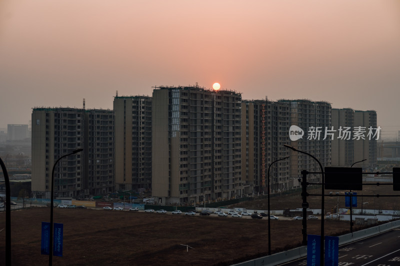 余杭区城市落日