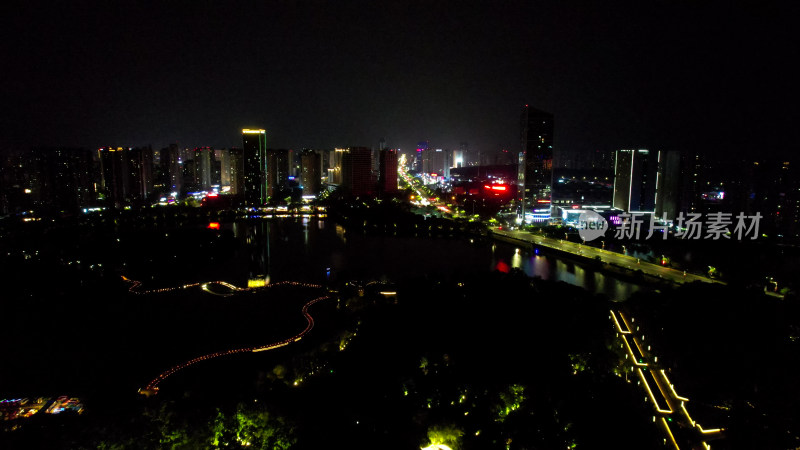城市灯光万家灯火交通航拍蚌埠夜景