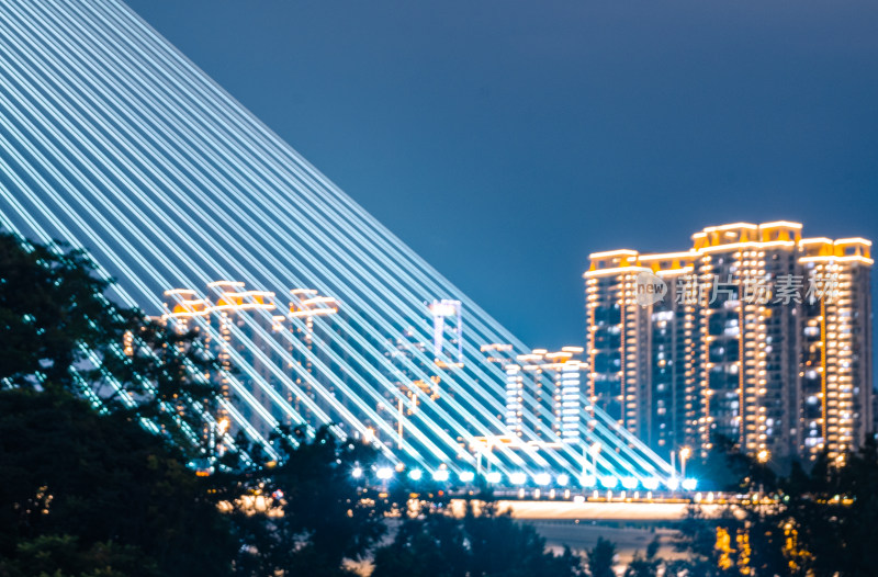 福州市三县洲大桥夜景虚化背景