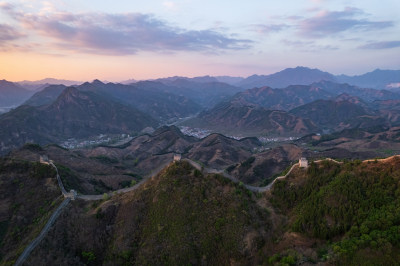 天津蓟州黄崖关长城旅游景区自然风光航拍