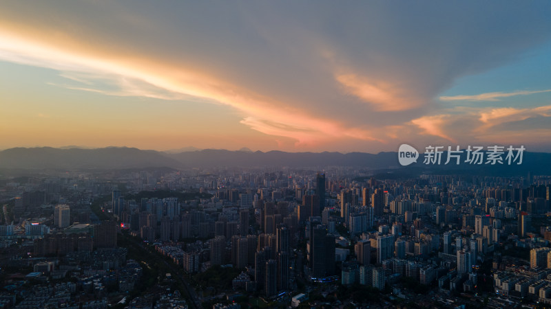 夕阳福州城市风光