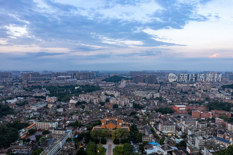 广东中山夕阳晚霞航拍摄影图