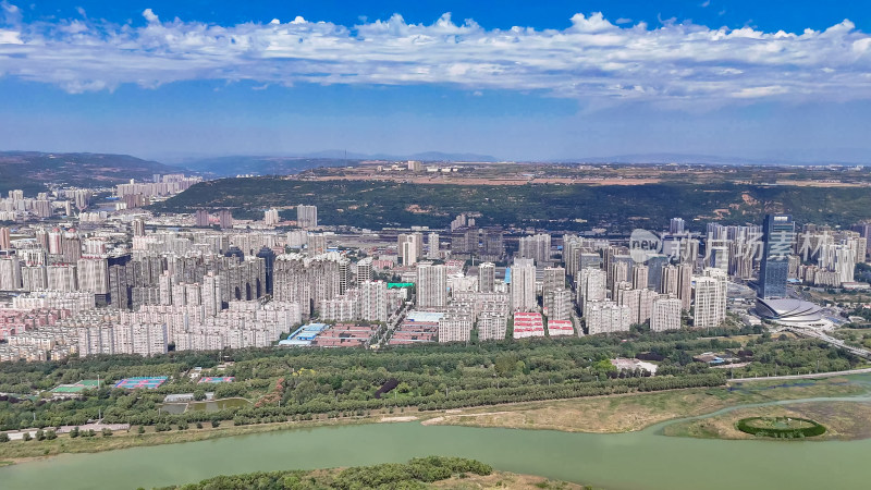 陕西宝鸡城市建设航拍图