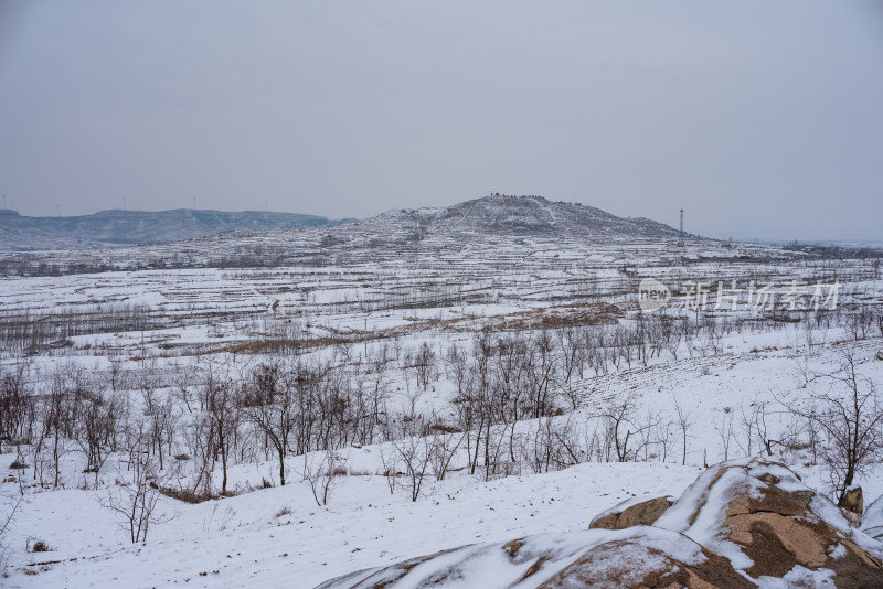 乡村田园雪景雪地