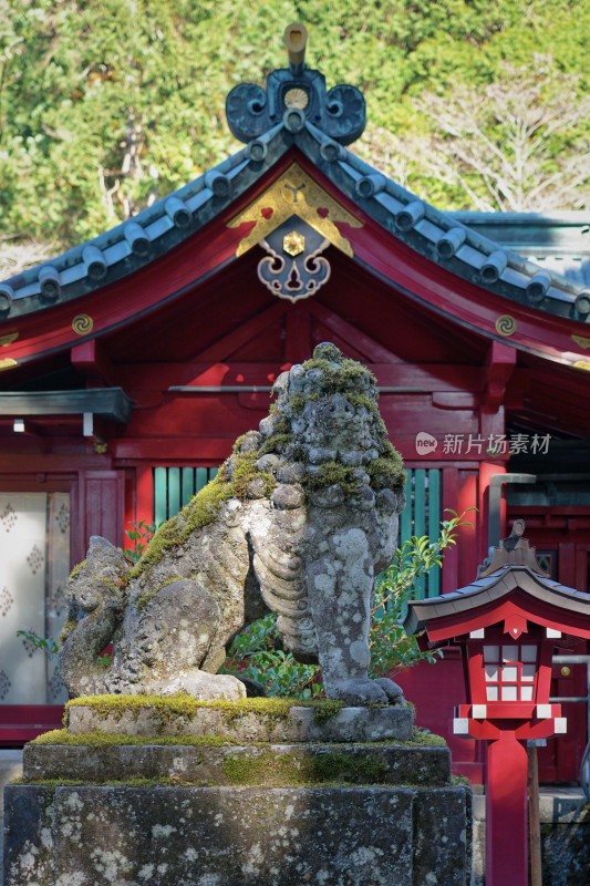 日本箱根神社，石狮