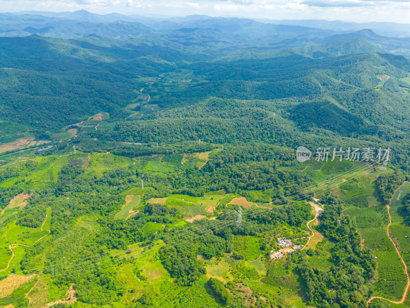 航拍乡村田园风光梯田田地