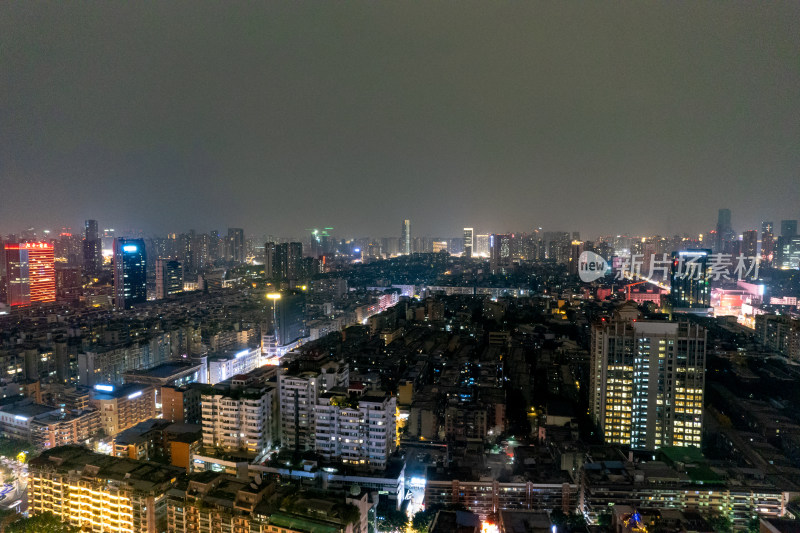 成都锦江区夜景灯光航拍摄影图