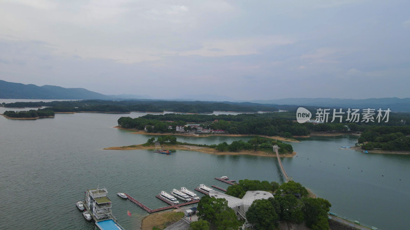 航拍湖北荆州洈水景区4A景区