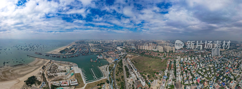 广西北海海边风光城市航拍全景图