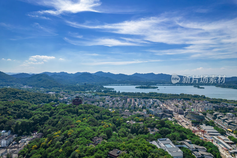 杭州吴山景区伍公庙航拍