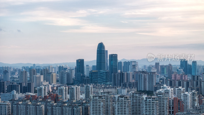 宁波城市江北湾头航拍夜景