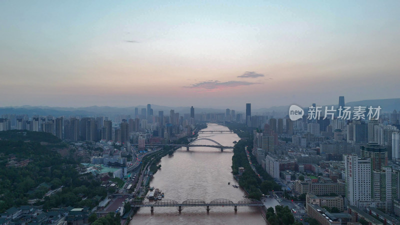 甘肃兰州黄河风光兰州大景航拍