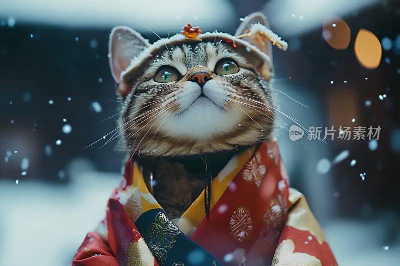 猫冬季新年氛围图