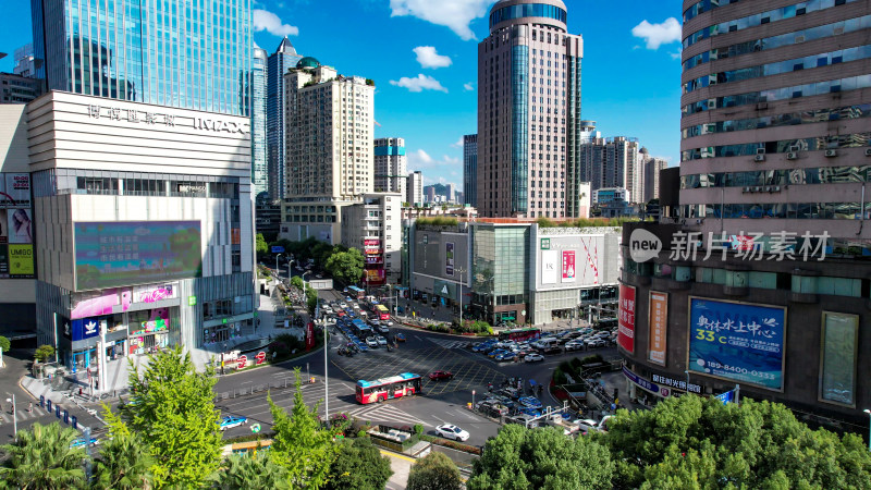 贵州贵阳城市建设高楼大厦蓝天白云航拍图