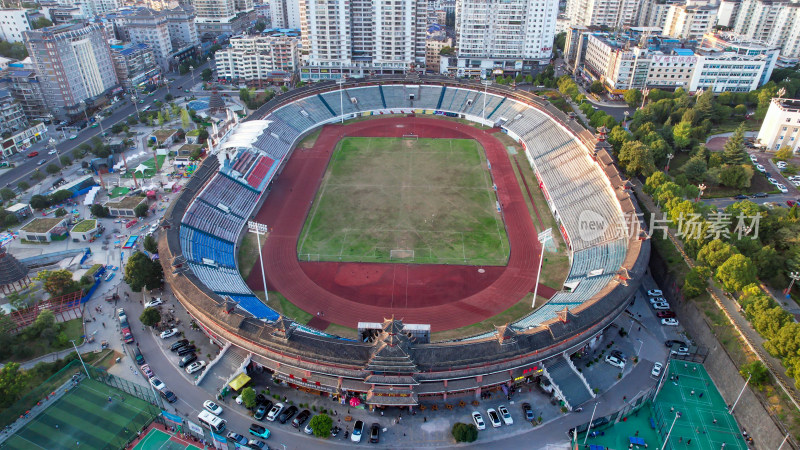 贵州凯里城市风光交通地标建筑航拍图