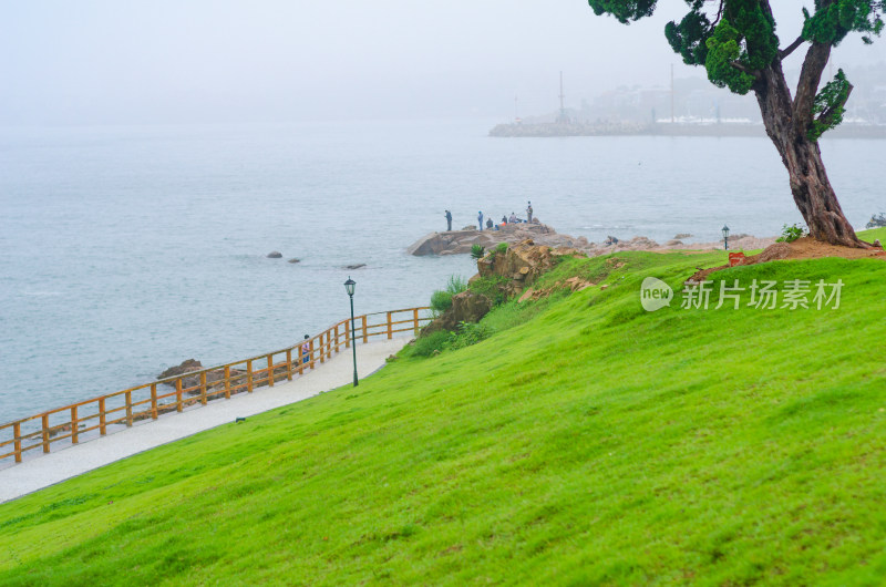 青岛小麦岛，弯曲的海岸线风光