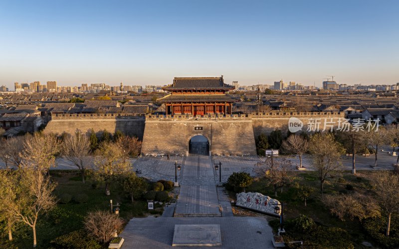 山东省聊城市东昌府区聊城古城航拍
