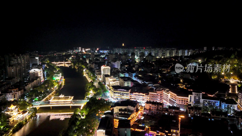 三明泰宁县城夜景灯光航拍图