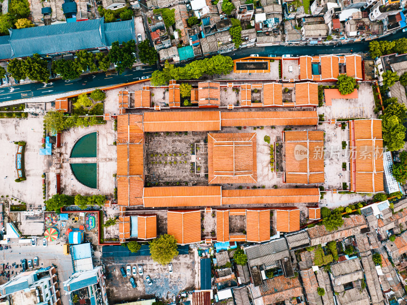 航拍夏季白天广东揭阳市揭阳儒学宫建筑风光