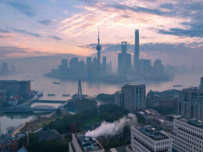 上海城市夜景陆家嘴浦西全景