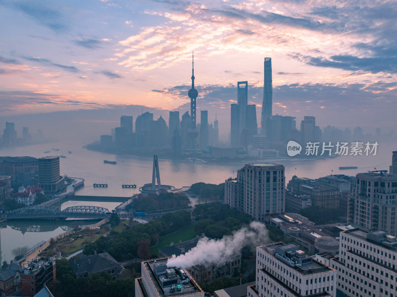 上海城市夜景陆家嘴浦西全景