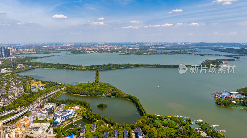 武汉东湖风景区楚风园附近航拍