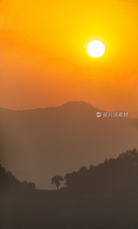 杭州西湖太子湾九曜山日落景观