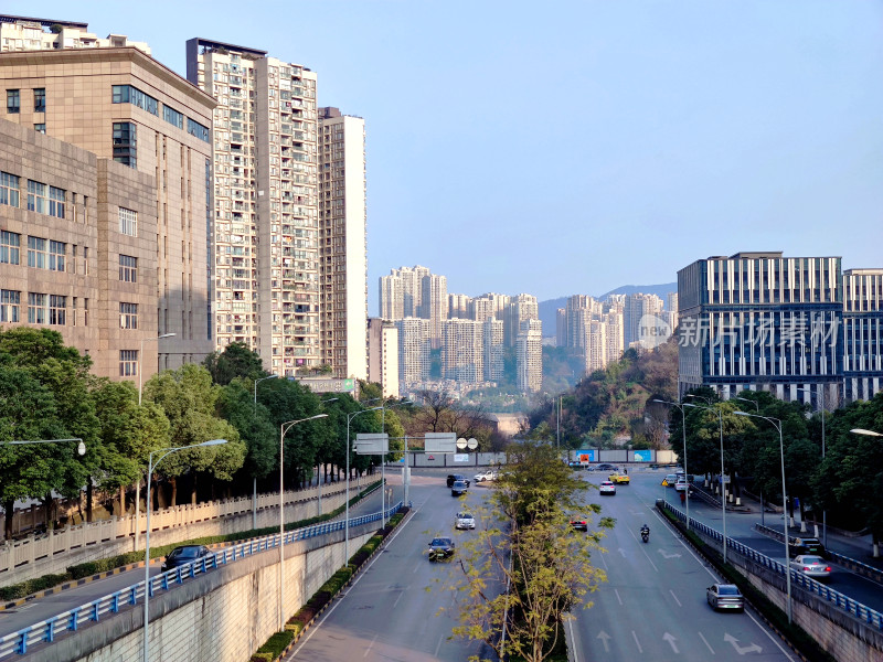 重庆城市街道高楼建筑景观