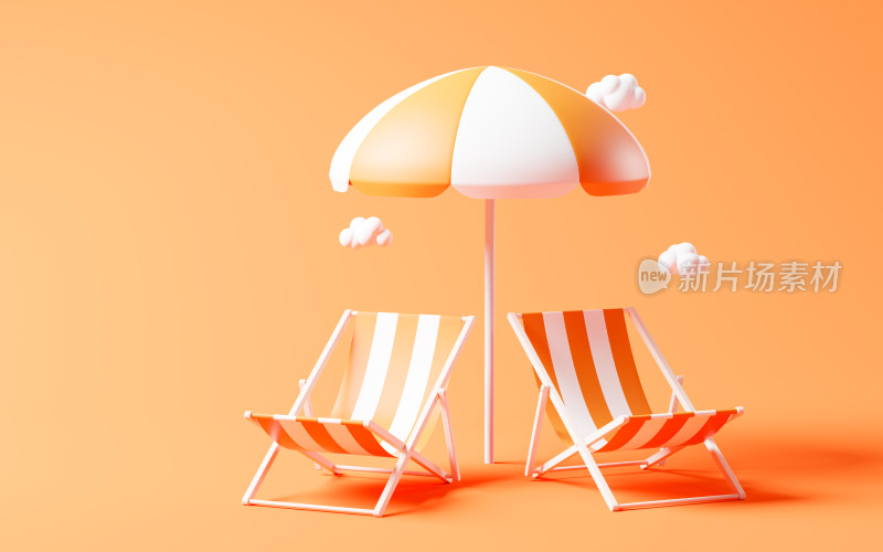 卡通风格沙滩椅3D渲染