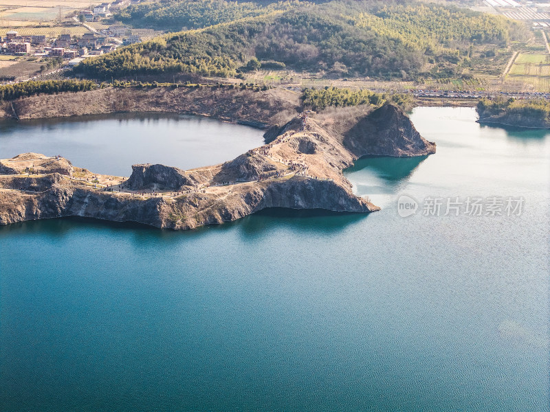 矿坑湖泊-浙江海宁神仙湖景区航拍