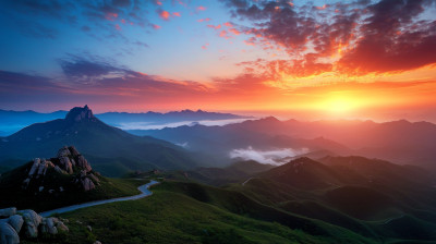 日出高山希望壮阔自然风光壁纸背景图