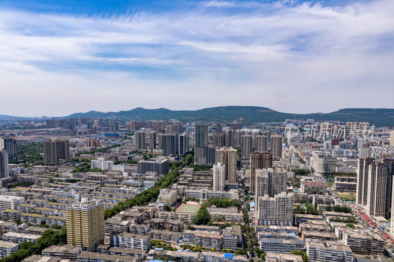 河南平顶山城市建设绿化植物航拍图