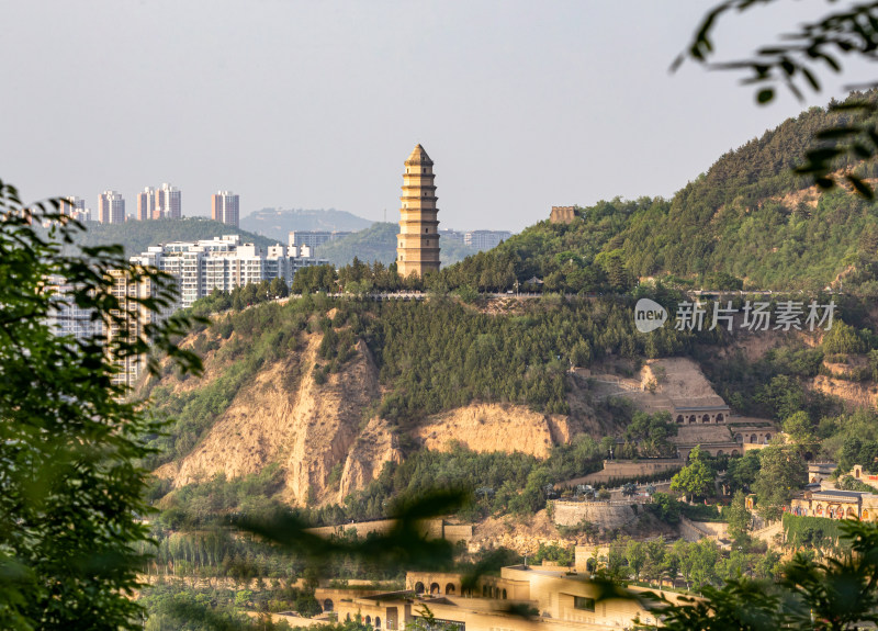 陕西延安宝塔山宝塔岭山寺塔摘星楼