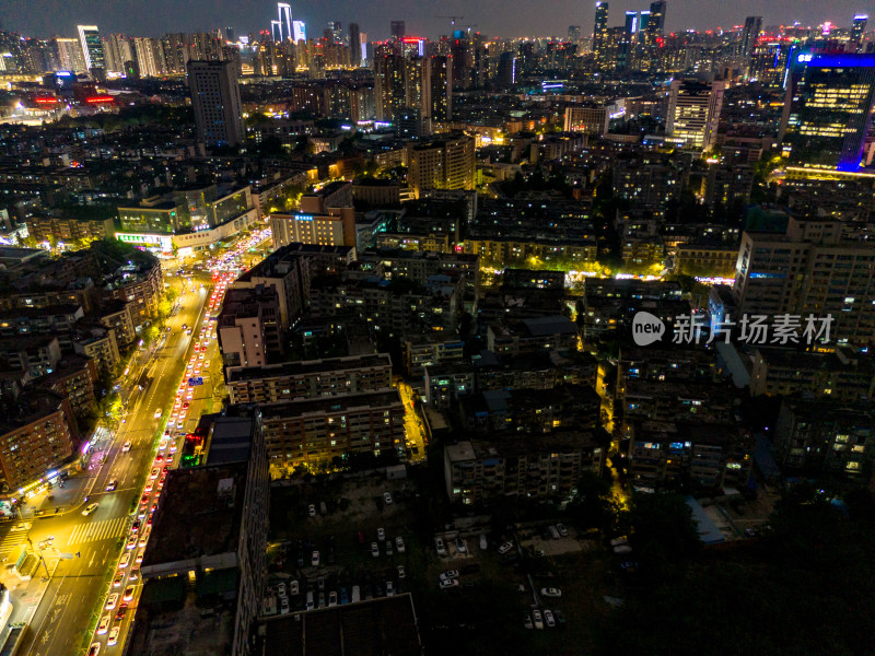 成都夜景交通航拍图