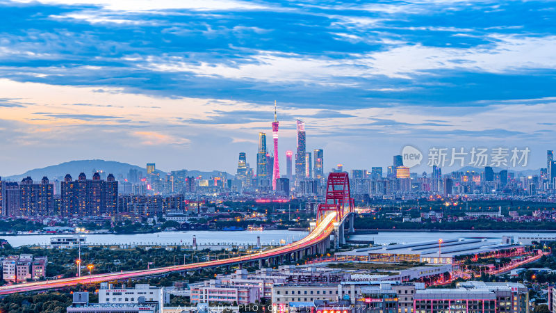 广州天河珠江新城地标城市夜景星光大道