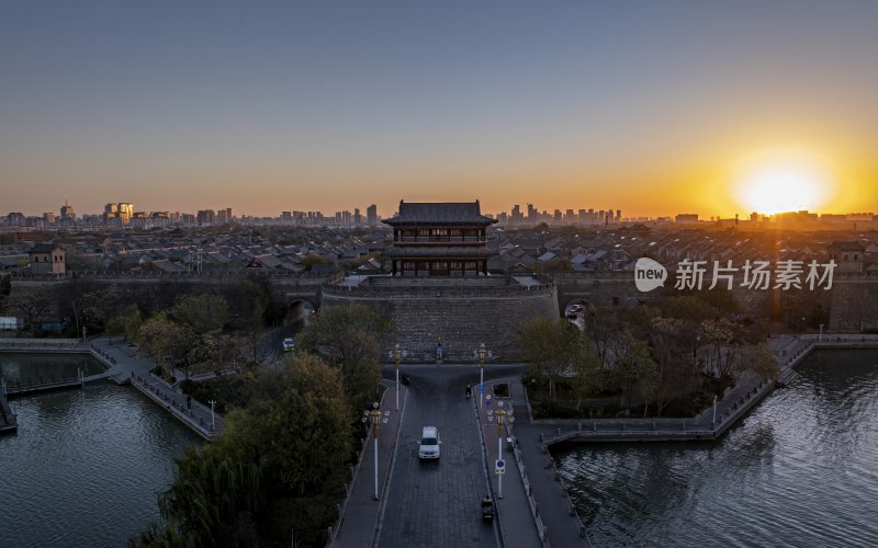 山东省聊城市东昌府区聊城古城航拍