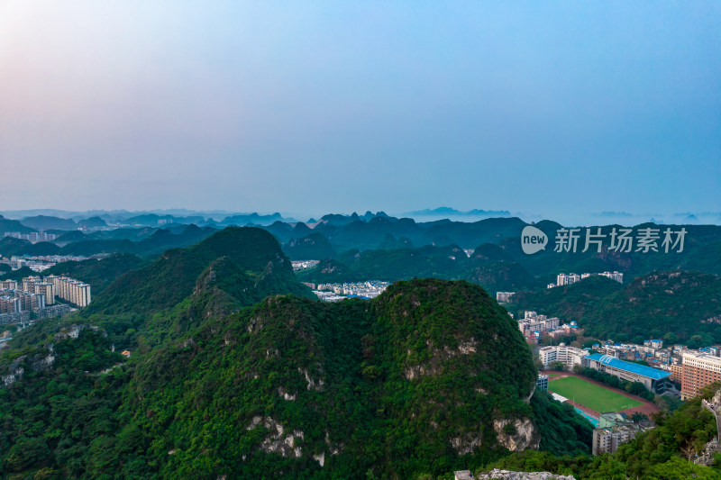 广西柳州城市清晨风光航拍