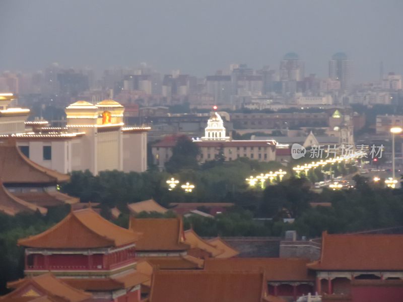 北京景山公园日落风景