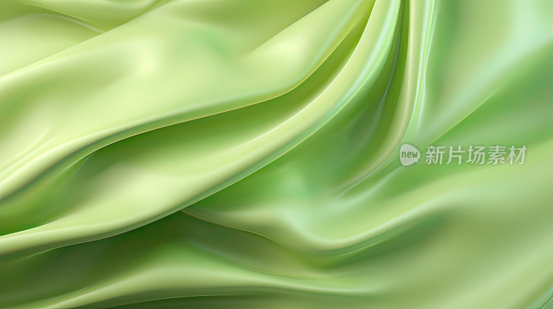 绿色丝绸质感的波纹背景