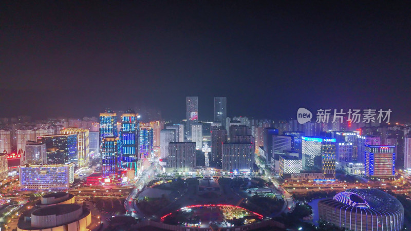 青海西宁市海湖新区海湖广场西宁CBD夜景