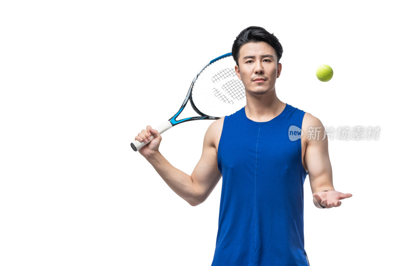 年轻男子打网球