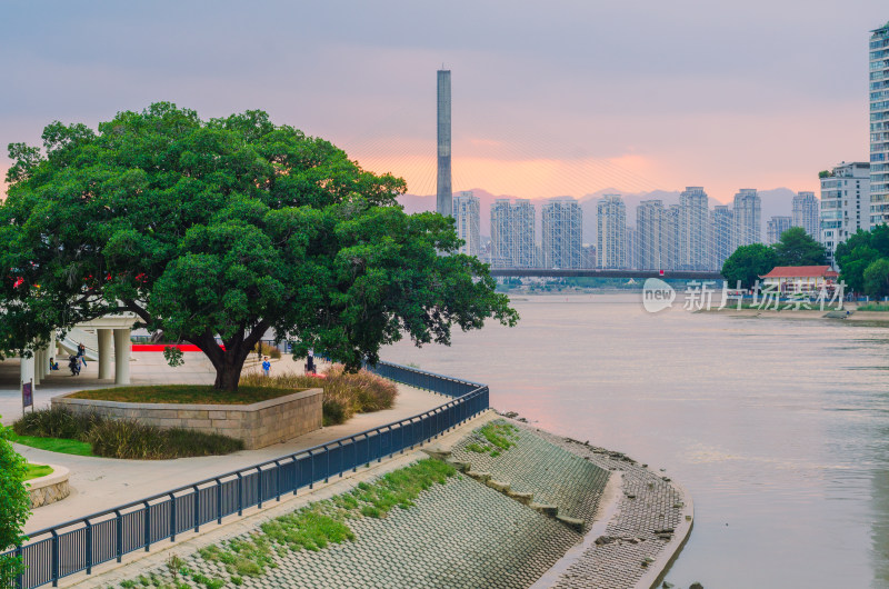 福建福州闽江夕阳风光